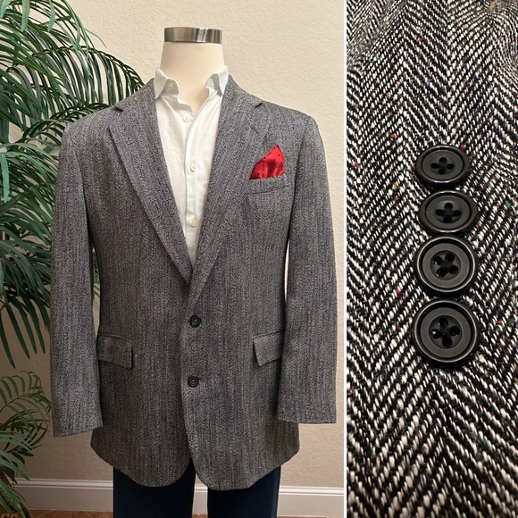 CHRISTOPHER HAYES MENS BLAZER SIZE 43L LONG TWEED SPORT COAT MADE IN USA JACKET